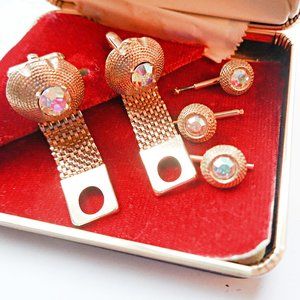 1960's Crystal Tuxedo Cufflinks and Studs